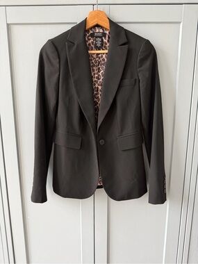 Body by VS Black Tailored Blazer with Leopard Lining